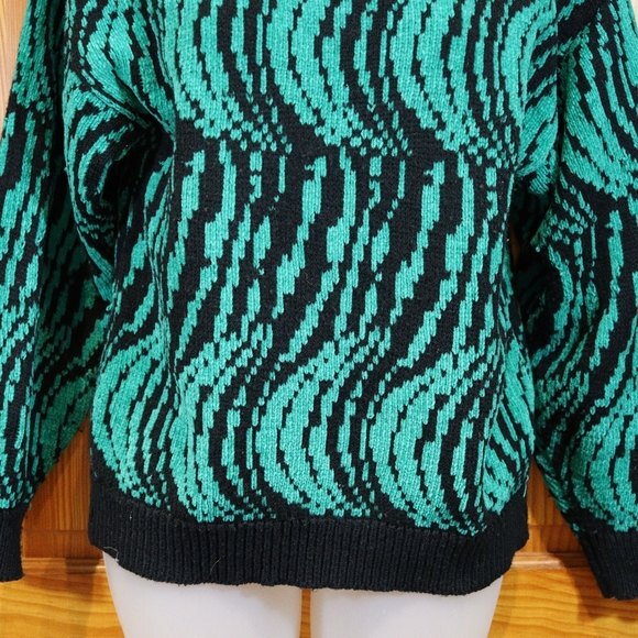 Parrinello Vintage Knit Trippy Swirl Sweater Funky 80s/90s Illusion Sweater Med - Picture 4 of 9